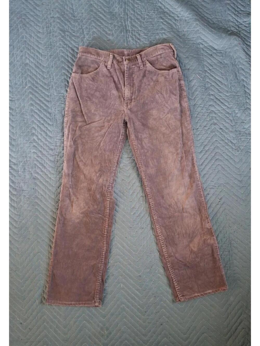 Vintage 70s Rustler Corduroy Pants Men’s Grey Boot Cut Sz 33x30 Retro Hippy Pant